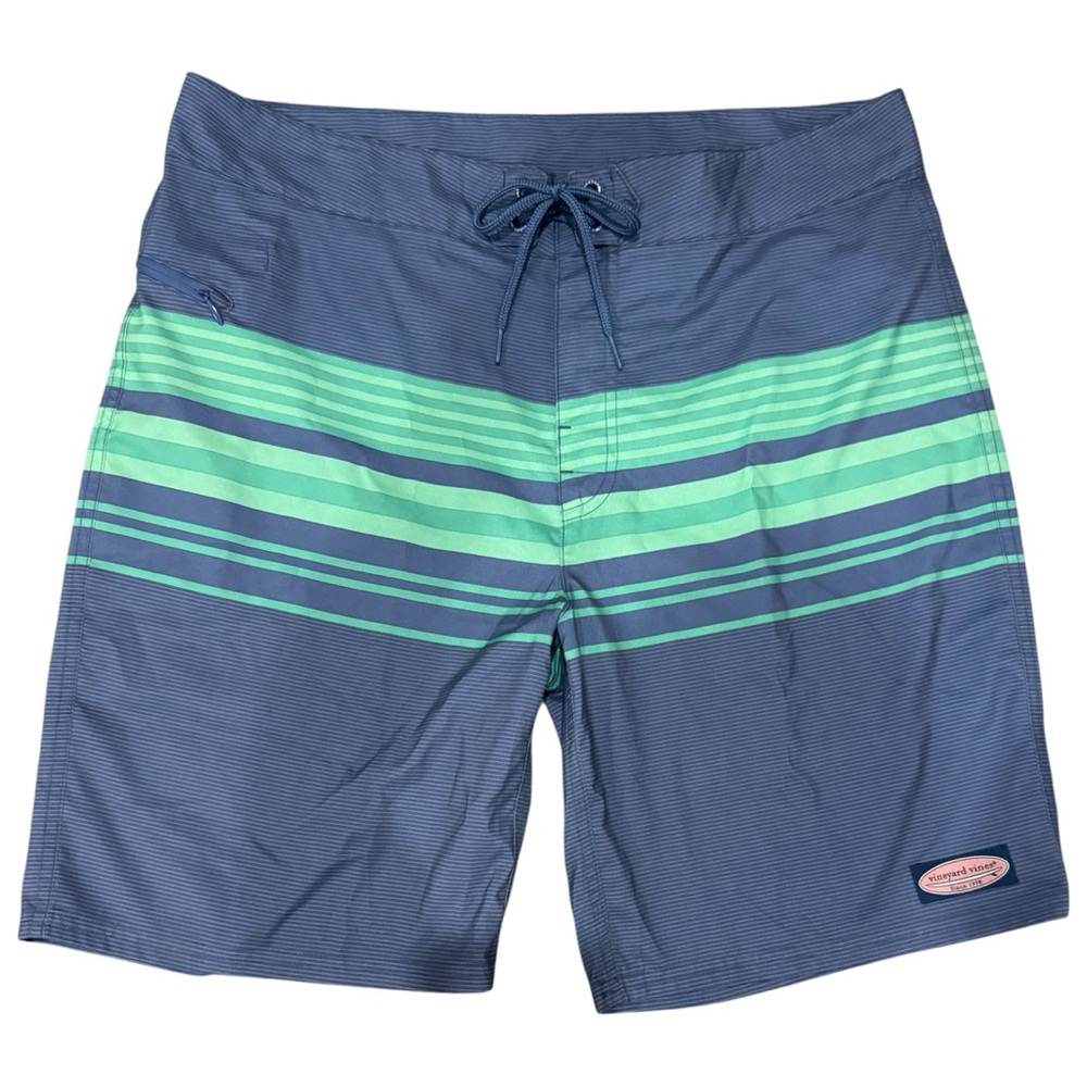 Vineyard Vines Shorts Mens 34 Blue Striped Performance Swim Trunks Boardshorts